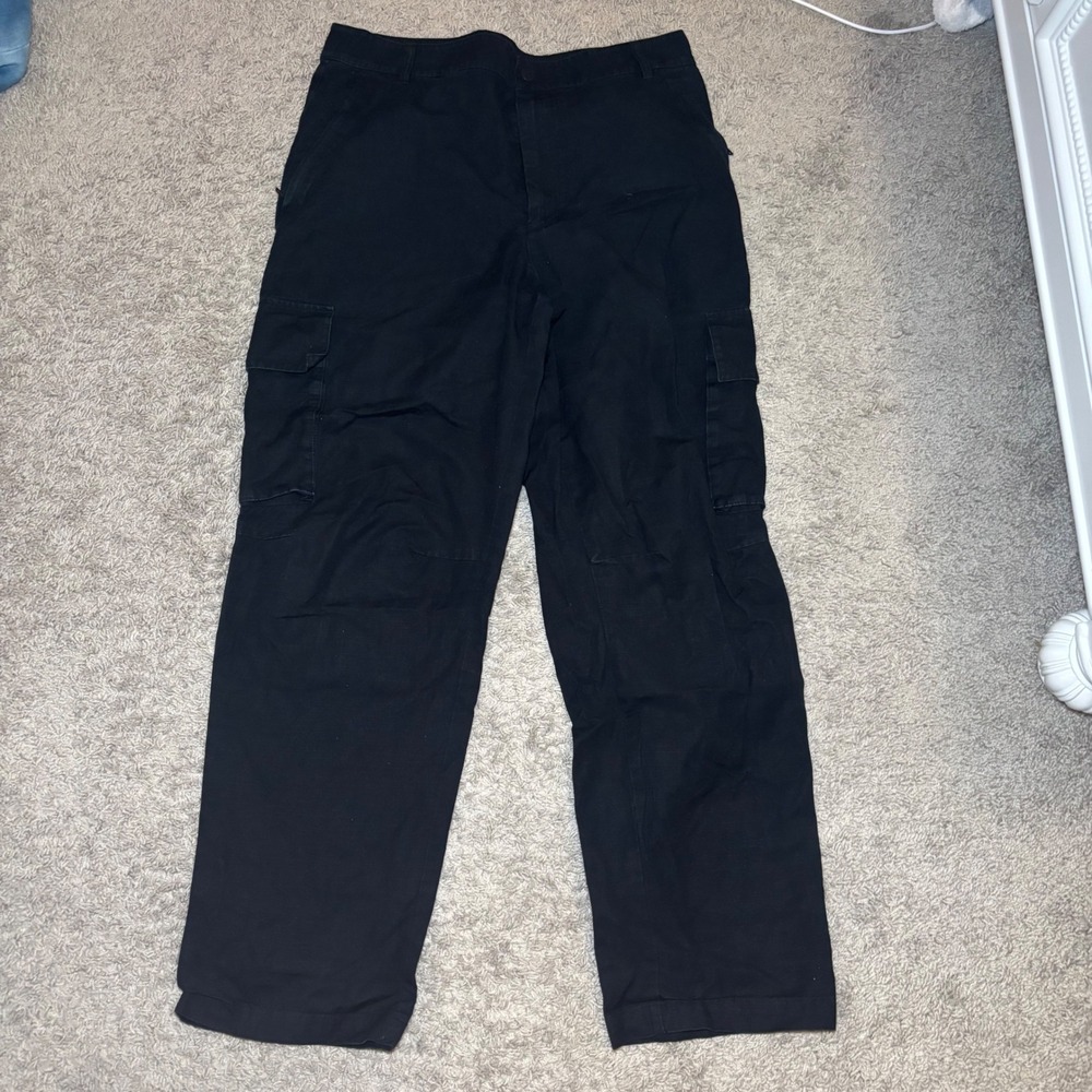 Alo Yoga Mens Ripstop Cargo Pants Black Straight Leg Utility Trousers 34L